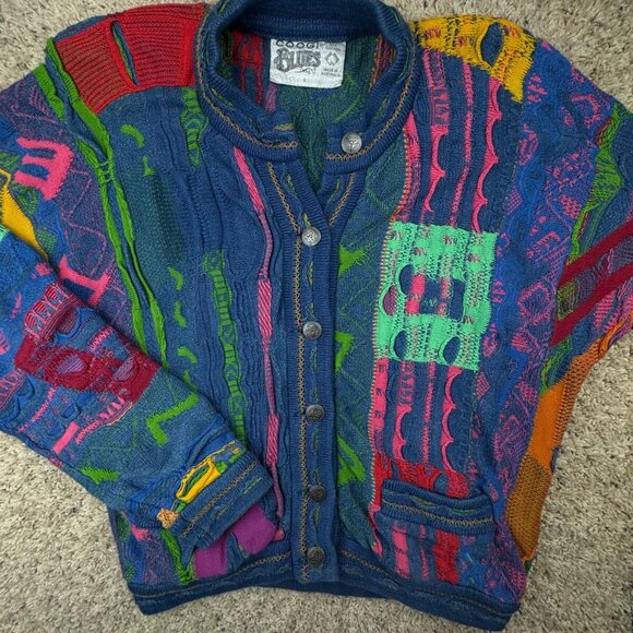 COOGI Blues Sweater Australia Authentic Large Colorful Cardigan Cotton Pullover - Picture 1 of 16